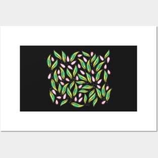 Spring mood fresh leaves and seeds summer green pattern Posters and Art